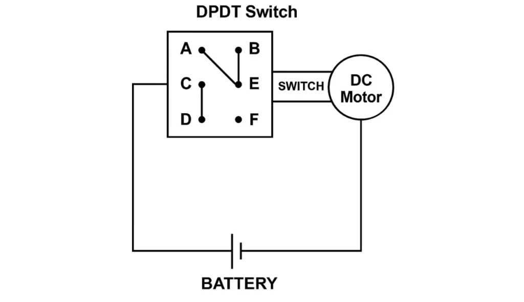DC Motor Control using Double Pole Double Throw Switch